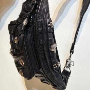 Cow Calf Leather Fanny Pack, Handmade Black Leather Crossbody Bag, Premium Waist Bag with Lining, Unisex Streetwear Belt Bag