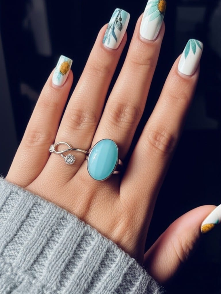 Filigree Silver Blue Chalcedony Ring: Boho Statement Jewelry - Image 2