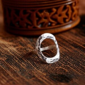 Handmade Hammered Open Circle Ring | Sterling Silver Minimalist Ring | Modern Geometric Jewelry | Everyday Wear Gift for Her | Unique Ring