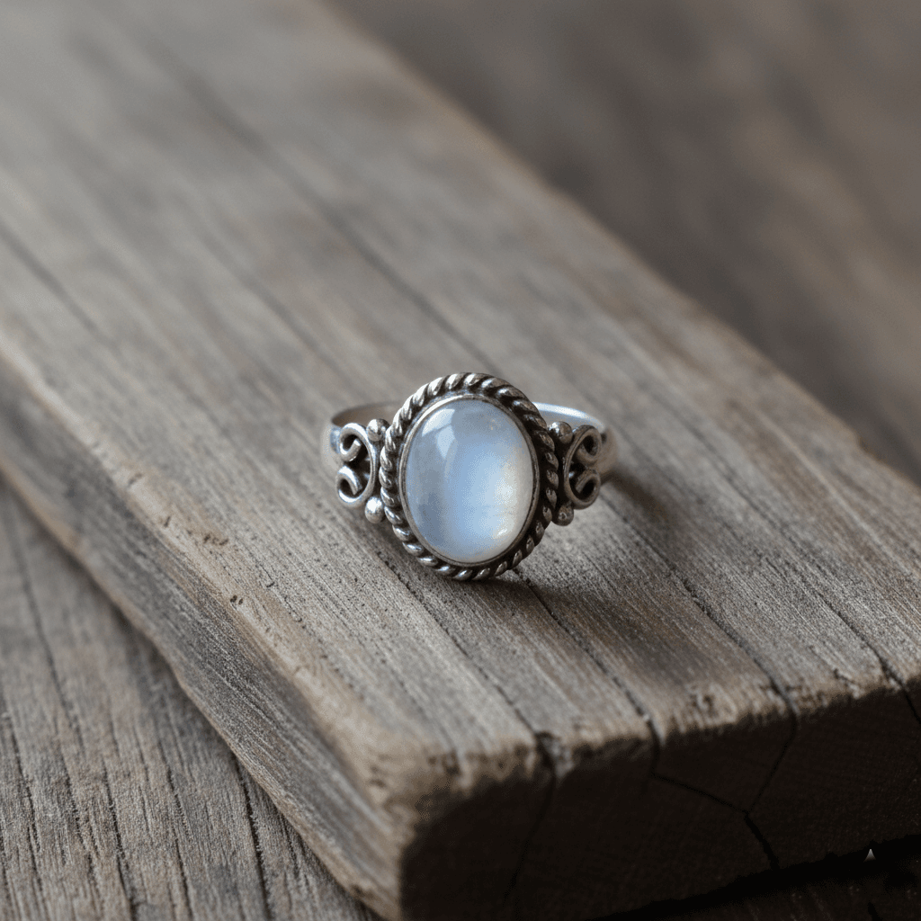 Sterling Silver Moonstone Ring, Boho Artisan Jewelry - Image 6