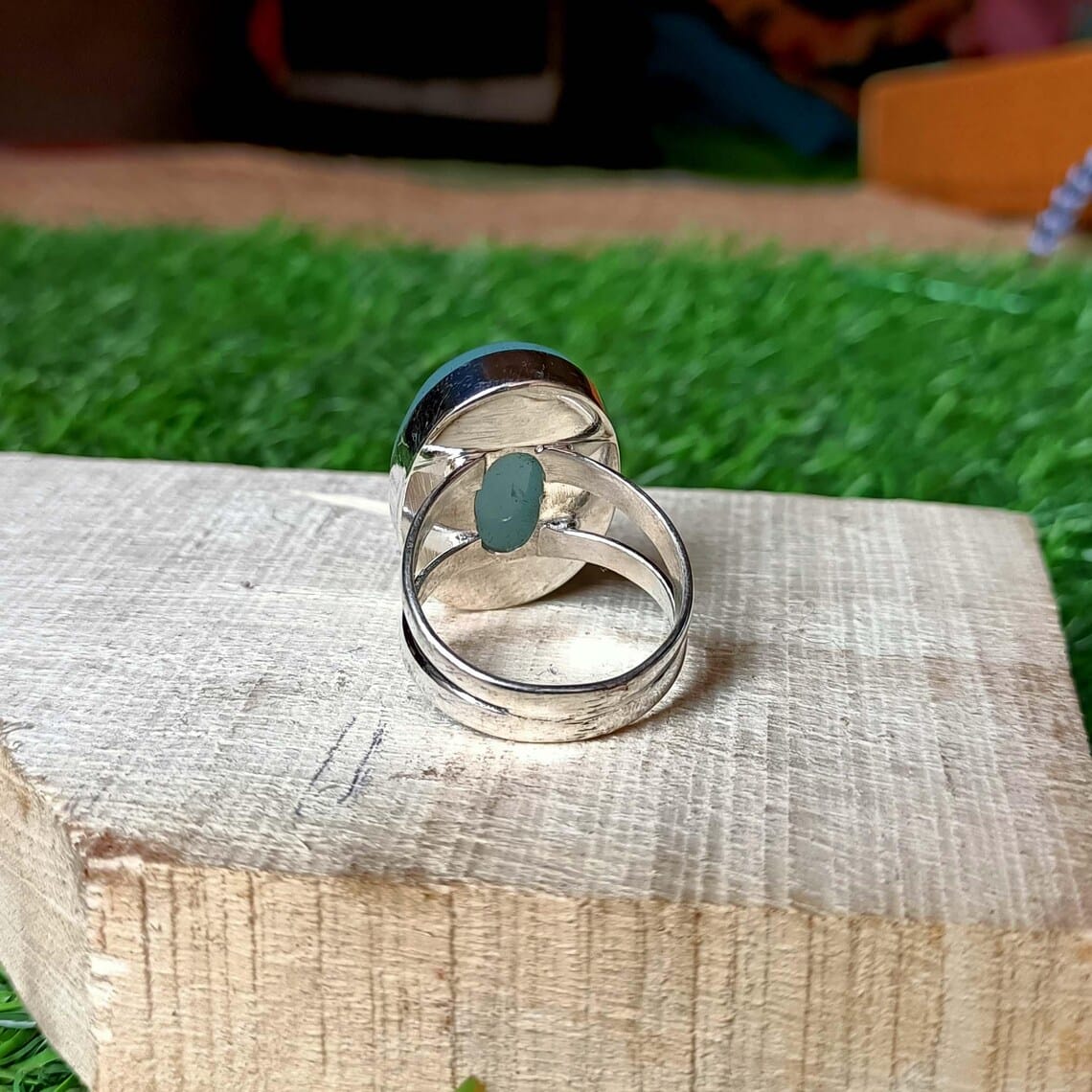 Filigree Silver Blue Chalcedony Ring: Boho Statement Jewelry - Image 4