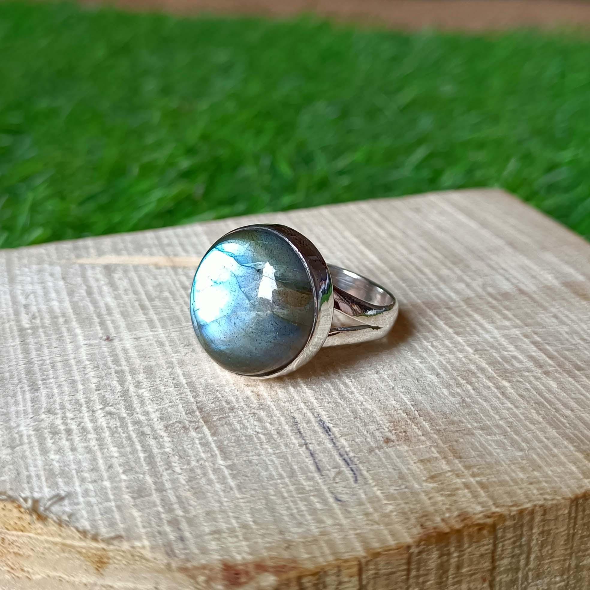 Sterling Silver Labradorite Ring | Blue Flash Labradorite Statement Ring | Natural Gemstone Ring | Boho Jewelry Gift for Her