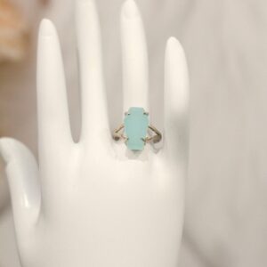 Raw Blue Chalcedony Ring • Natural Gemstone Gold Statement Ring • Boho Healing Crystal Jewelry Gift for Her