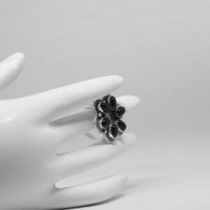 Black Onyx Ring Sterling Silver Women Boho Statement Gemstone Jewelry Gift for Her