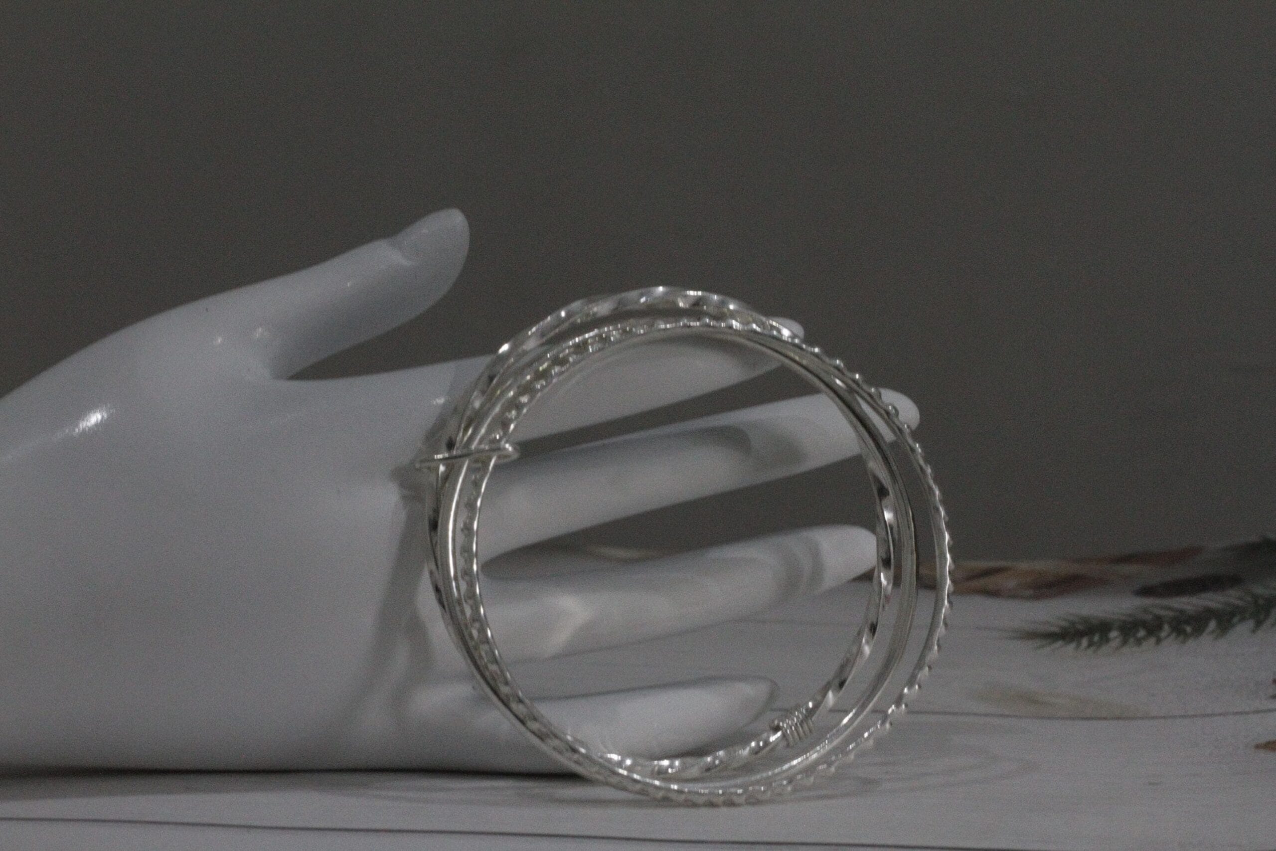 Sterling Silver Bangle Set of 3 | Twisted Smooth Beaded | Minimalist Stackable Bracelets 925