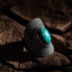 Statement Turquoise Ring | Sterling Silver Filigree Ring | Boho Chic Oval Ring | Bohemian Turquoise Ring | Artisan Silver Statement Ring