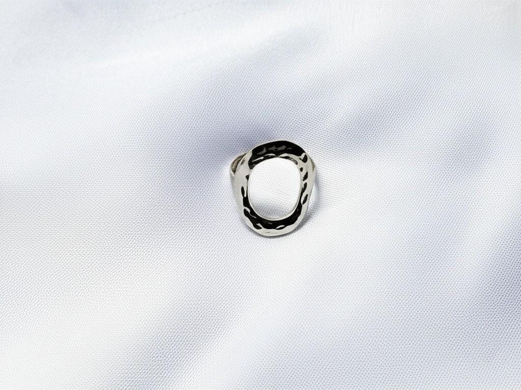 Handmade Hammered Open Circle Ring | Sterling Silver Minimalist Ring | Modern Geometric Jewelry | Everyday Wear Gift for Her | Unique Ring
