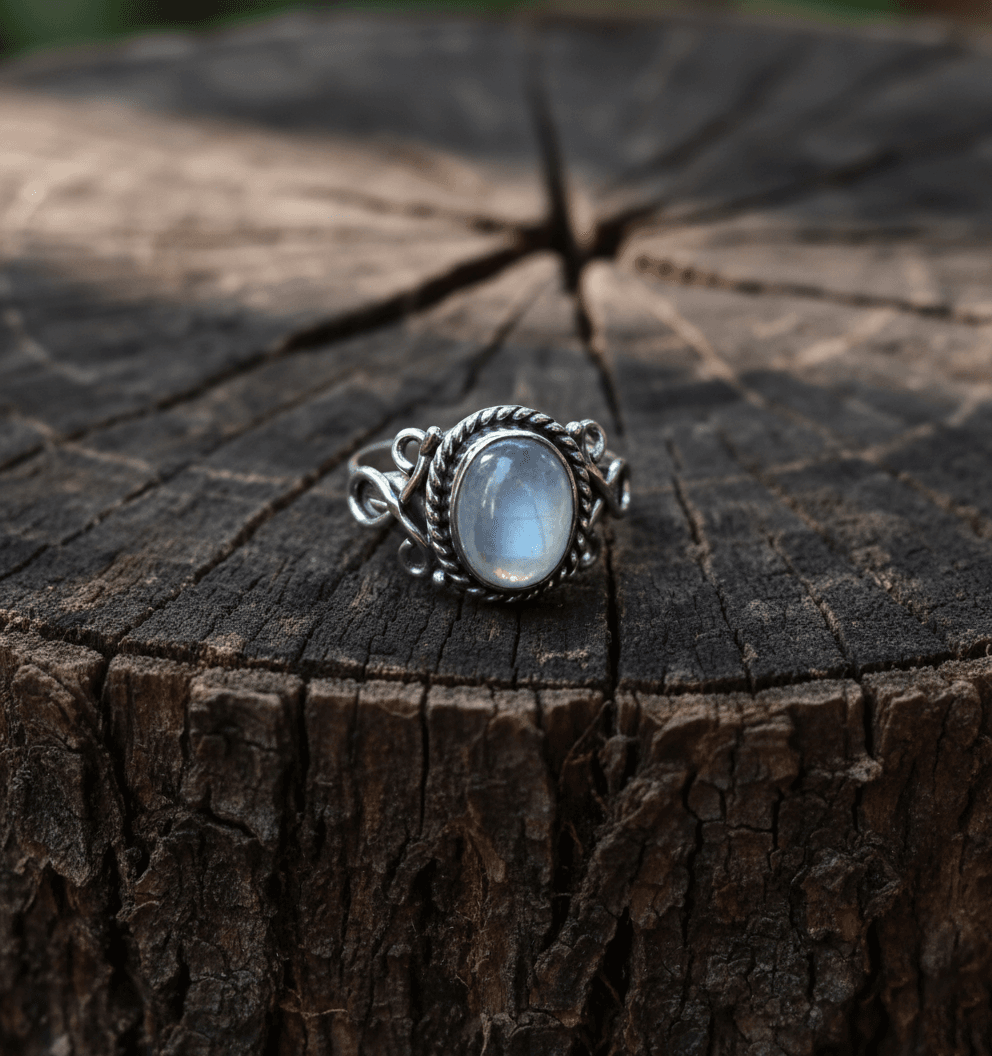 Sterling Silver Moonstone Ring, Boho Artisan Jewelry - Image 2